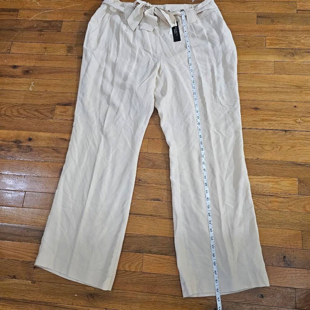 Talbots Size 18 Silk Dress Pants Beige Zip Straight Leg NEW $156 - Picture 4 of 10